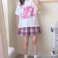 Cartoon Anime Bunny Girl Print Tee - Thumbnail 3