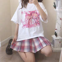 Cartoon Anime Bunny Girl Print Tee - Thumbnail 2