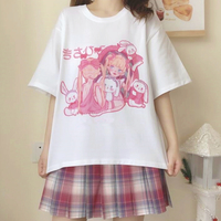 Cartoon Anime Bunny Girl Print Tee - Thumbnail 1