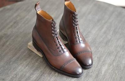 Hot Sale Men's Brown Cap Toe Ankle High Leather Adult Boot