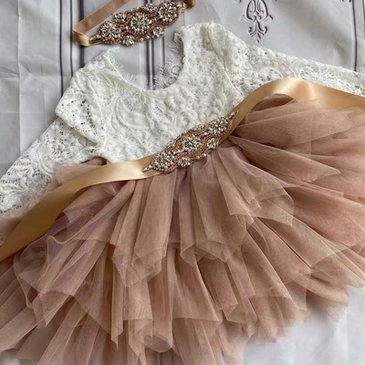 Short length flower girl dresses with rhinestones - Thumbnail 3