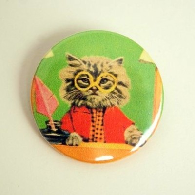 Mr lawyer cat - pinback button, magnet or clip 1.5 inch (38mm)