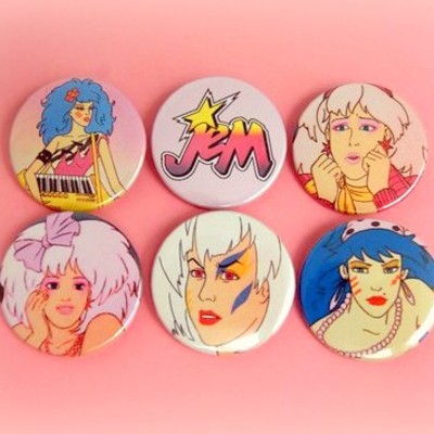 Jem and the holograms set of 6 - pinback button, magnet or clip 1.5 inch (38mm)