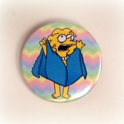 Lisa simpson - lizard queen - pinback button, magnet or clip 1.5 inch (38mm)