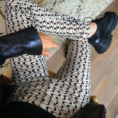 Y2k wave pattern trousers
