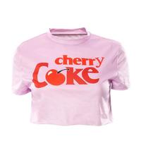 Cherry Coke Printed Pink Crop Top - Thumbnail 2