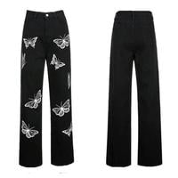 Butterfly Print Black Jeans Denim Trousers  - Thumbnail 6