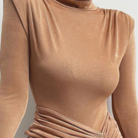 Design Long Sleeve Slim Dress - Thumbnail 2