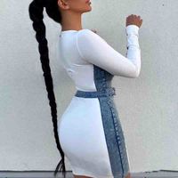 Zipper Women Long Sleeve Skinny Dress - Thumbnail 3