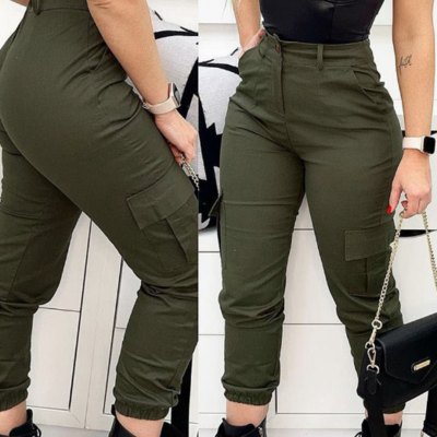 Casual women's army green slim pants