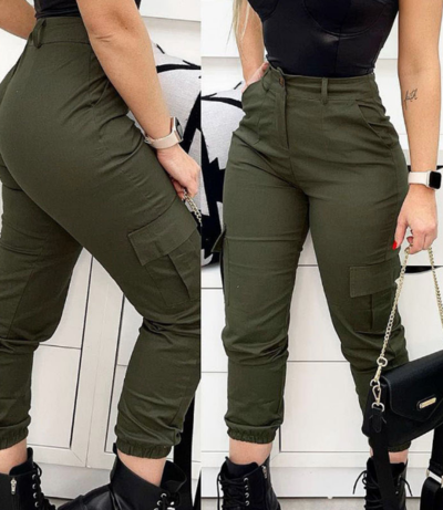 Casual Women's Army Green Slim Pants