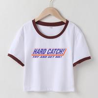 HARD CATCH PRINT WHITE CROP TOP - Thumbnail 2