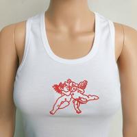 Angel Wings Embroidery White Camisole Top Vest - Thumbnail 3
