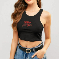 Angel Wings Embroidery White Camisole Top Vest - Thumbnail 4