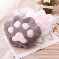 Cartoon Plush Bear Paw Backpack Cat Paw Chain One Shoulder Messenger Bag - Thumbnail 2