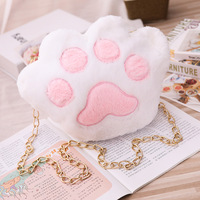 Cartoon Plush Bear Paw Backpack Cat Paw Chain One Shoulder Messenger Bag - Thumbnail 4