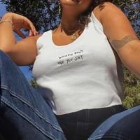 Women Embroidery White Camisole Top Vest - Thumbnail 1