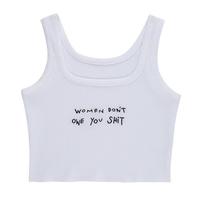 Women Embroidery White Camisole Top Vest - Thumbnail 3