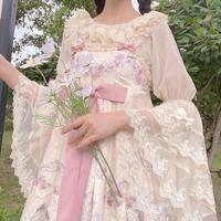 Long-sleeved lace chiffon Bell-sleeved shirt - Thumbnail 5