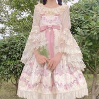 Long-sleeved lace chiffon Bell-sleeved shirt - Thumbnail 4