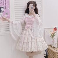 Long-sleeved lace chiffon Bell-sleeved shirt - Thumbnail 3