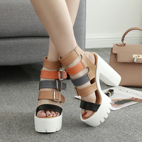 Strappy Chunky Heeled Roman Sandals - Thumbnail 1
