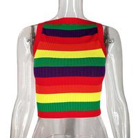 Rainbow Stripe Knitted Vest Tank Top - Thumbnail 2