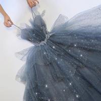Charming Blue tulle long ball gown formal dress - Thumbnail 2