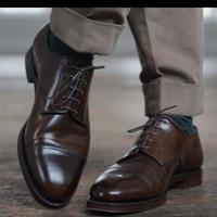 Hot Sale Decent Men's Chocolate Brown Cap toe Genuine Leather Lace Up Shoes - Thumbnail 1