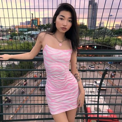 Pink Zebra Print Backless Bodycon Dress Party Club Summer Aesthetic Casual E-Girl Kawaii Korean Japanese Harajuku