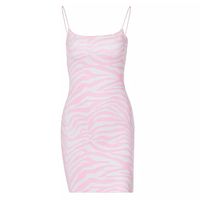 Pink Zebra Print Backless Bodycon Dress Party Club Summer Aesthetic Casual E-Girl Kawaii Korean Japanese Harajuku - Thumbnail 3