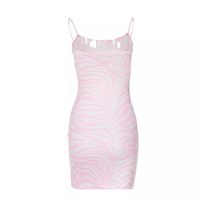 Pink Zebra Print Backless Bodycon Dress Party Club Summer Aesthetic Casual E-Girl Kawaii Korean Japanese Harajuku - Thumbnail 4