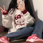Kitty Cat Cartoon Long Sleeve Shirt Knit Sweater Sweatshirt Pullover Aesthetic Casual E-Girl Kawaii Korean Japanese Harajuku-3