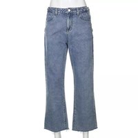 Chain High Waist Straight Denim Jeans Legs Light Blue Pants Summer Aesthetic Casual E-Girl Kawaii Korean Japanese Harajuku - Thumbnail 6