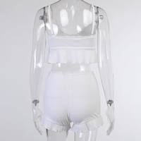 White Lace 2pcs Tracksuit Set Crop Top + Shorts Outwear Pajama Set Loungewear Summer Aesthetic Casual E-Girl Kawaii Korean Japanese Harajuku - Thumbnail 5