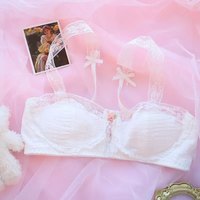 Sweet White French Bra + Panty Set Lace Underwear Lingerie Summer Aesthetic Casual E-Girl Kawaii Korean Japanese Harajuku - Thumbnail 4