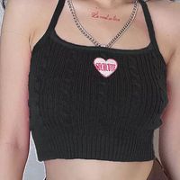 90s Pink Chain Knit Halter Crop Top Backless Tank Sleeveless Shirt Summer Aesthetic Casual E-Girl Kawaii Korean Japanese Harajuku - Thumbnail 4