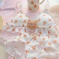 Teddy Bear Push Up Bra + Panty Set Underwear Lingerie Bralette Summer Aesthetic Casual E-Girl Kawaii Korean Japanese Harajuku - Thumbnail 2