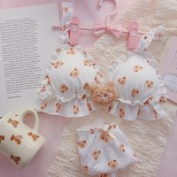 Teddy Bear Push Up Bra + Panty Set Underwear Lingerie Bralette Summer Aesthetic Casual E-Girl Kawaii Korean Japanese Harajuku - Thumbnail 6