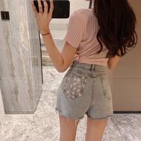 Chic Love Heart Fringed Ripped Denim Shorts - Thumbnail 1