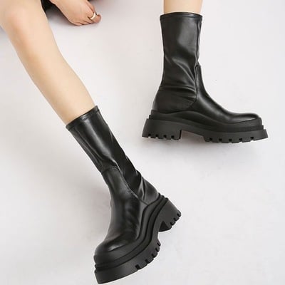 Black Elastic Martin Boots