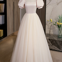 Pink satin tulle long prom dress pink evening dress - Thumbnail 6