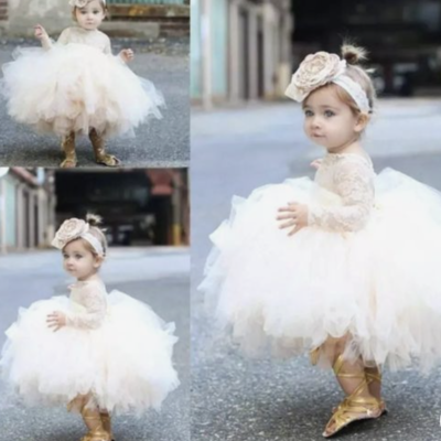 Ball gown flower girl dresses with appliques lace - Thumbnail 2