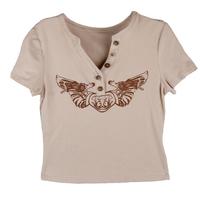 V-neck Button Up Crop Top - Thumbnail 3