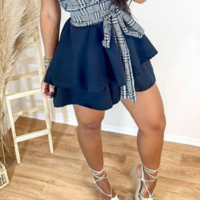 Fashion Sexy Plaid Panel Sleeveless Dress - Thumbnail 2