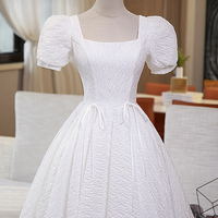 White A line short prom dress homecoming dress - Thumbnail 1