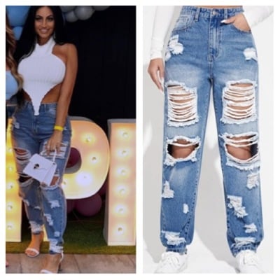 Distressed denim jeans-td - Thumbnail 3