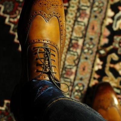 Awesome wear men's oxfords wingtip shoes, two tone brogue lace up genuine leather shoes - Thumbnail 3