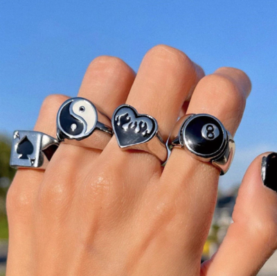 Free Shipping-CYBER PUNK RING ( SET / 4 PCS )