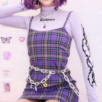 PURPLE PLAID MIDI DRESS  - Thumbnail 1